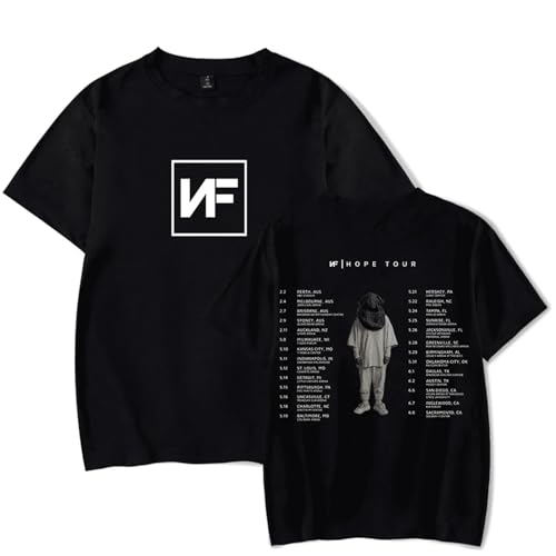 Rapper Nf Hope Hip-Hop T-Shirt 2D Gedruckt Unisex Casual Lose Kurzarm T-Shirt (Schwarz, S) (Color : 2, Size : 3XL) von SERLA