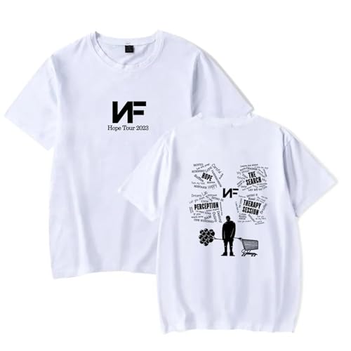 Rapper Nf Hope T-Shirt 2D Gedruckt Schwarz Hip Hop T-Shirt Unisex Kurzarm T-Shirt(Black,S) (Color : 2, Size : XL) von SERLA