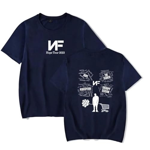 Rapper Nf Hope T-Shirt 2D Gedruckt Schwarz Hip Hop T-Shirt Unisex Kurzarm T-Shirt(Black,S) (Color : 4, Size : L) von SERLA