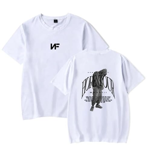 Rapper Nf Hope T-Shirt 2D Gedruckt Schwarz Hip Hop T-Shirt Unisex Kurzarm T-Shirt (Color : 1, Size : L) von SERLA