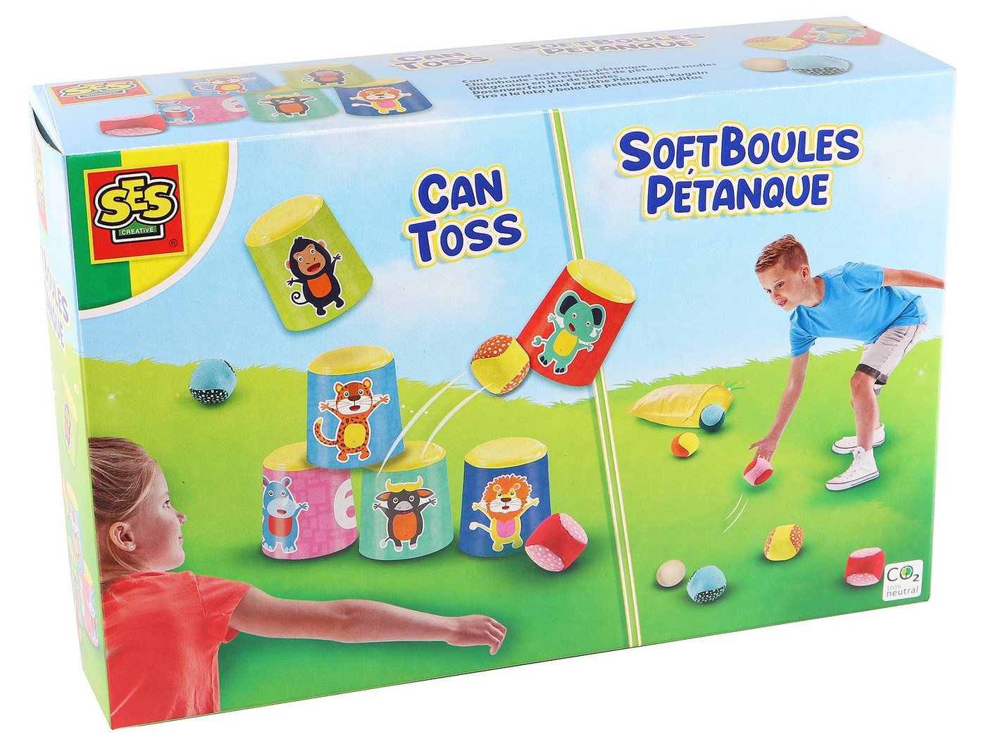 SES Creative Spielzeug-Gartenset SES Kinder 2-in-1 Dosenwerfen und Petanque Outdoor Spielset von SES Creative