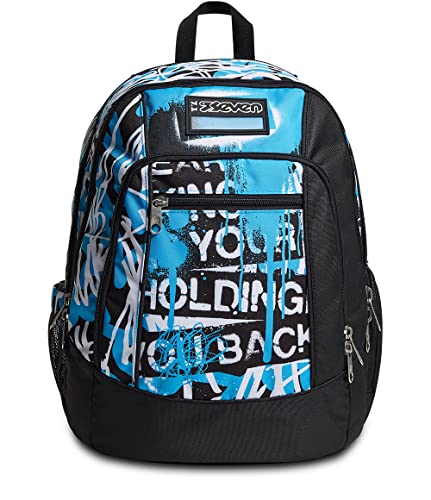 Seven Rucksack, Backpack für Schule, Uni & Freizeit, Geräumige Schultasche für Teenager, Mädchen, Jungen, Gepolsterter Schulranzen; mit Laptopfach -Advanced DRIPPED BOY, blau von Seven