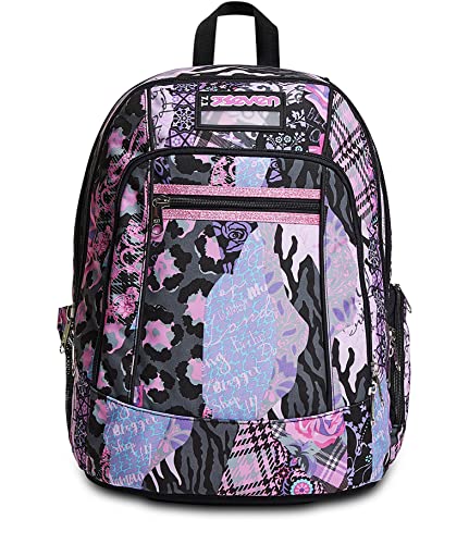 SEVEN Rucksack Advanced, Backpack für Schule, Uni & Freizeit, Geräumige Schultasche für Teenager, Mädchen, Jungen, Gepolsterter Schulranzen; Rosegrove Girl, pink/violett/schwarz, mit Laptopfach von Seven