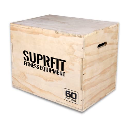 Suprfit – Baltrun Plyo Box Holz – Sprungbox für plyometrisches Training, Sprungkrafttraining & Crossfit – Jump Box mit 3 Sprunghöhen 50 x 60 x 70 cm – bereits vormontiert (Braun) von Suprfit