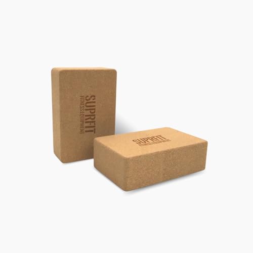 Suprfit Yoga Block Kork Paar - Hergestellt aus hochwertigem, natürlichem Kork. Sicherer Halt bei jeder Übung, auch bei schweißtreibendem Training. von SF SUPRFIT