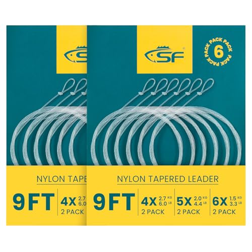 SF 2 x 6 vorgebundene Schlaufen, konische Vorfachschnur aus Nylon, zum Fliegenfischen, Forellenvorfach, 2,7 m, 4 x (4), 5 x (4), 6 x (4) von SF