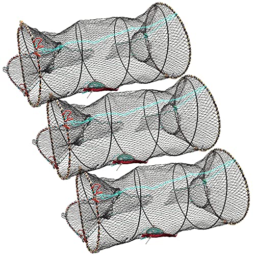 SF Angel-Gießnetze Krabbenfalle Krebse Krebse Garnelen Faltbares Gussnetz Langlebig Schwarzes Netz Fischernetze Tragbar Faltsicher Fisch Fangen - 3 Packungen Groß von SF