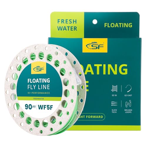 SF Fliegenfischen Schnur Schwimmend mit geschweißten Schlaufengewicht-Vorwärtsfliegenschnüren #Frühlingsgrün 90FT WF5F von SF
