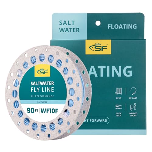 SF Fliegenschnur Fliegenfischerschnur Gewicht nach Vorne Verknotet Multifilament Rostfrei für Salzwasser # Hellblau # 90FT # WF10F von SF
