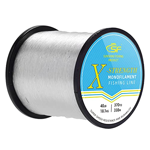 SF Monofile Angelschnur Premium Spule X-Strong Mono Nylon Material Vorfachschnur Klar für Salzwasser Süßwasser 18 kg von SF