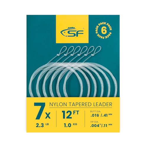 SF Vorfach aus Nylon, vorgebundene Schlaufe, zum Fliegenfischen, Forellenvorfach, Vorfachschnur, 3,6 m-7X, 6 Stück von SF