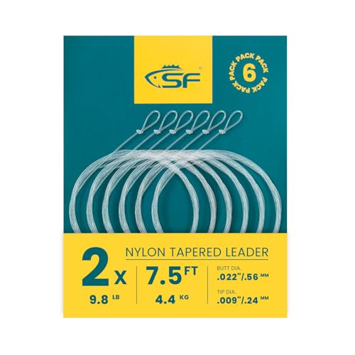 SF Vorgebundene Schlaufe zum Fliegenfischen Tapered Vorfach Nylon (6 Packungen) 7.5FT 2X von SF