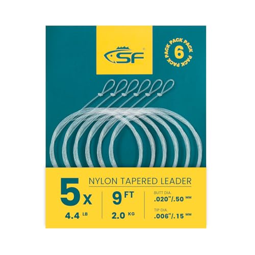 SF Vorgebundene Schlaufe zum Fliegenfischen Tapered Vorfach Nylon (6 Packungen) 9FT 5X von SF