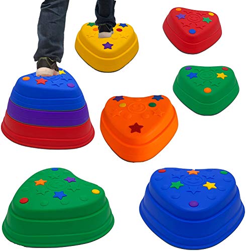 SFITVE Balanciersteine für Kinder,Trittsteine, River Stone-Übungsblöcke für Gleichgewicht und Koordination - Indoor Outdoor Kinderspielset,6PCS von SFITV