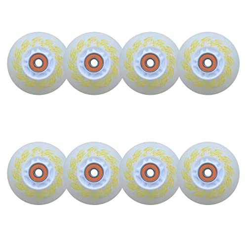 Rollschuhe Räder, Schlittschuh-Räder 85A LED-Inline-Leuchte, 72 mm, 76 mm, 80 mm, Ersatz-Inline-LED-Blinklicht mit Lagern (8er-Pack) (Color : White) von SFQEVHRZ