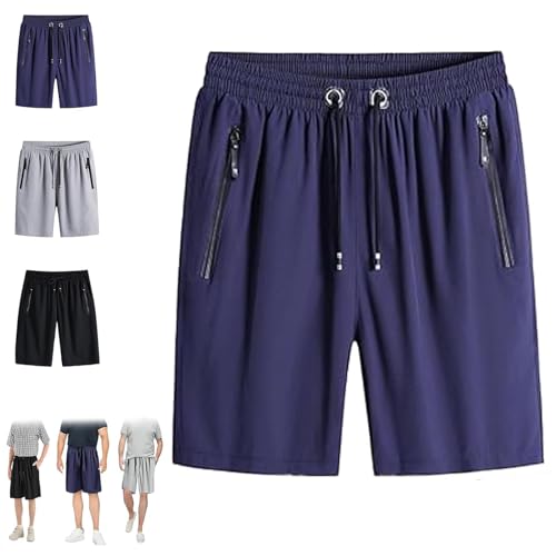Puliam ICY Shorts, Mesh-EIS-Shorts, schnell trocknende Eisseiden-Stretch-Shorts für Herren, schnell trocknende Strand-Laufshorts (Blue,4XL) von SFYYML