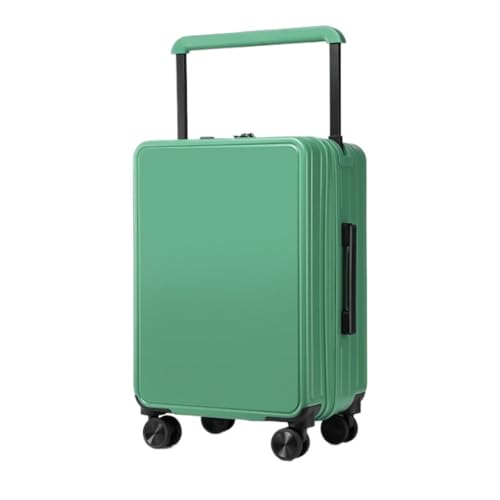 Reisekoffer Doppelt vorne in der Mitte breiter Trolley-Koffer for Damen und Herren, Passwort-Koffer, Business-Boarding-Koffer Trolley (Color : Green, Size : 24in) von SFYYML