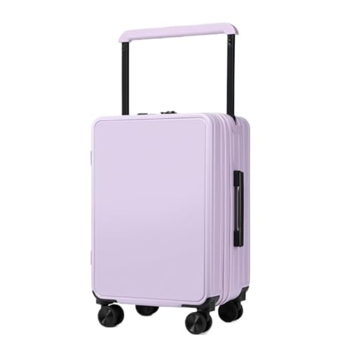 Reisekoffer Doppelt vorne in der Mitte breiter Trolley-Koffer for Damen und Herren, Passwort-Koffer, Business-Boarding-Koffer Trolley (Color : Purple, Size : 24in) von SFYYML
