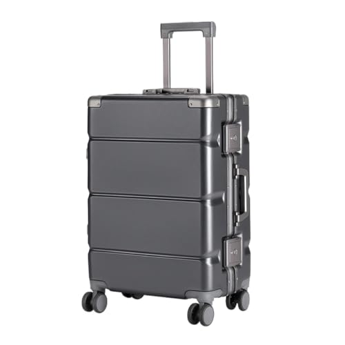 Reisekoffer Einfarbiger Koffer, Trolley-Koffer, Universal-Rad-Boarding-Koffer, Aluminiumrahmen-Koffer, Passwort-Koffer Trolley (Color : Gray, Size : 20in) von SFYYML