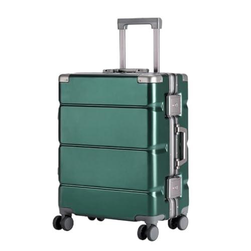 Reisekoffer Einfarbiger Koffer, Trolley-Koffer, Universal-Rad-Boarding-Koffer, Aluminiumrahmen-Koffer, Passwort-Koffer Trolley (Color : Green, Size : 26in) von SFYYML