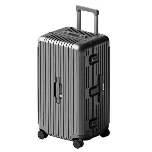 Reisekoffer Gepäck, verdickter und Stabiler Aluminiumrahmen-Koffer, Herren- und Damen-Trolley, codierter Lederkoffer Trolley (Color : Gray, Size : 30in) von SFYYML