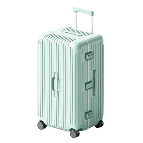 Reisekoffer Gepäck, verdickter und Stabiler Aluminiumrahmen-Koffer, Herren- und Damen-Trolley, codierter Lederkoffer Trolley (Color : Green, Size : 20in) von SFYYML
