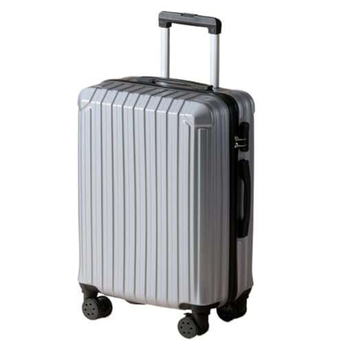 Reisekoffer Koffer-Trolley, robust und langlebig, verdickter Koffer, Passwort-Ledertasche, Universalräder Trolley (Color : Silver, Size : 20in) von SFYYML