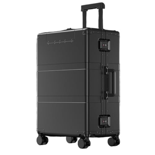 Reisekoffer Offener Koffer aus Aluminium-Magnesium-Legierung, 20-Zoll-Boarding-Koffer, 24-Zoll-Business-Trolley, Metallkoffer Trolley (Color : Black, Size : 20IN) von SFYYML