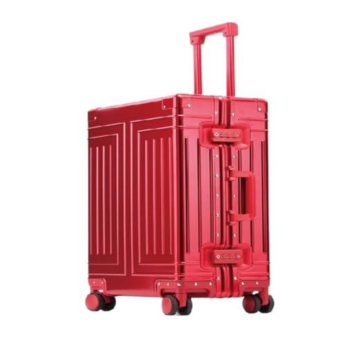 Reisekoffer Vollaluminium-Magnesiumlegierungs-Metallkoffer, Trolley-Koffer, Hartschalenkoffer, Gepäck-Check-in-Koffer for Herren Und Damen Trolley (Color : Red, Size : 24in) von SFYYML