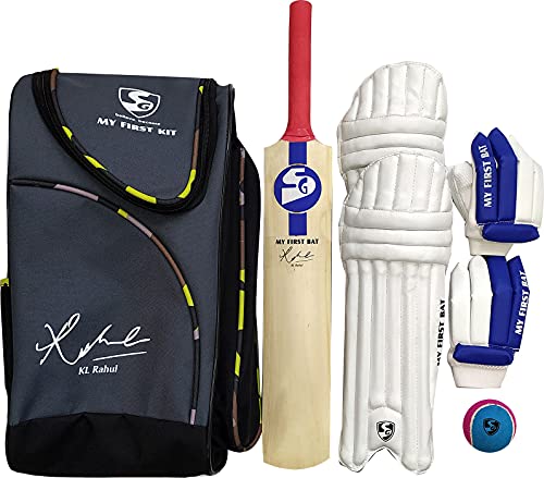 SG Boys My First Kit KL RAHUL Signed (Multicolor, Age: 5-6 Years) | Includes: 1 Bat, Leg Guard & 1 Pair Batting Gloves | Ideal Junior Cricket | for Tennis Ball | Lightweight, 5-6 Year von SG