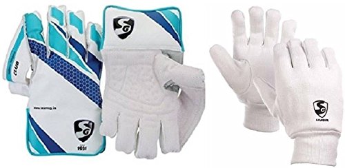 SG Combo von Zwei, Ein Paar Club Cricket Wicket Keeping Handschuhe und Ein Paar 'League' Innen Handschuhe (Herren) Cricket Kit von SG
