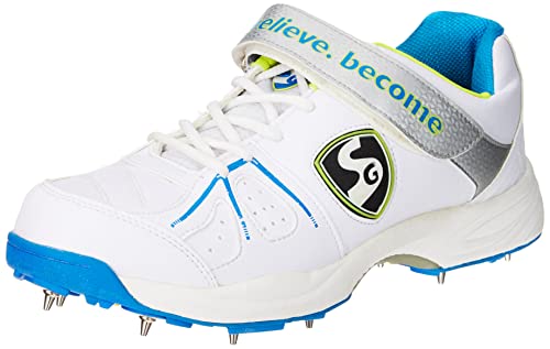 SG Unisex-Adult Hilite 5.0 Kricket Schuhe, Weiß/Limette/Aqua, Größe 9 von SG