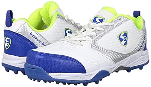 SG Unisex-Adult Scorer 4.0 Kricket Schuhe, Weiß/Königsblau/Limette, Größe 10 von SG