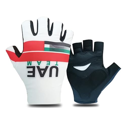 SGCIKER 2022 Pro Team UAE Weiß Fahrradhandschuhe, Herren Stoßdämpfung Sommer Halbfinger Sport Fahrradhandschuhe Gel (XL) von SGCIKER