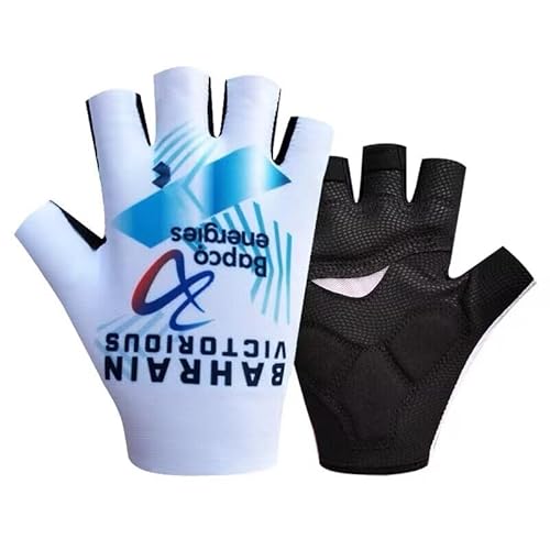 SGCIKER 2024 Pro Team Bahrain Fahrradhandschuhe, Herren Stoßdämpfung Sommer Halbfinger Sport Fahrradhandschuhe Gel (L) von SGCIKER