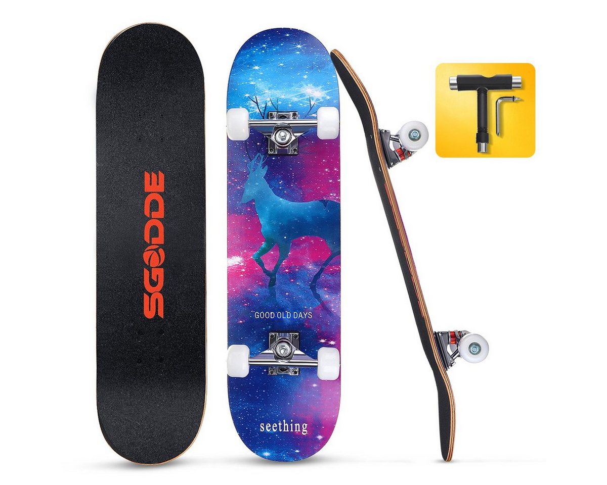 SGODDE Skateboard (1-St), 31" 80cm ABEC-7 Standard-Skateboard 7-lagiges Ahorn von SGODDE