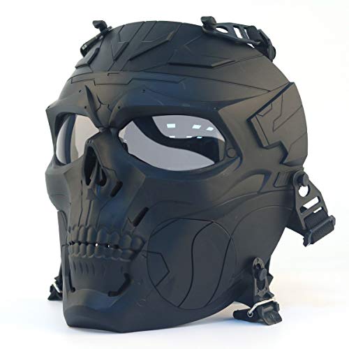 WISEONUS Airsoft Tactical Skull Maske Schutzausrüstung Vollgesichtsmaske Grau Lens Maske für Jagd Paintball CS Wargame Halloween von WISEONUS