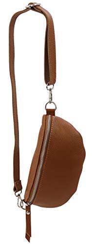 SH Leder ® echt Leder Hüfttasche Damen Herren Unisex Gürteltasche für Festival Reise Bauchtasche kleine Crossbody Bag Frauen Ledertasche 23x12cm AVA G292 (Cognac) von SH Leder