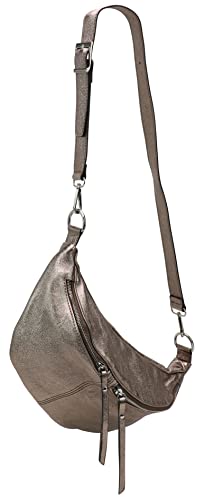 SH Leder echt Leder Damen stylisch Hüfttasche Bauchtasche Brusttasche für Festival Reise Große elegant Crossbody Bag Verstellbarer welchsellbar Schultergurt 37x21cm INA G676 (Bronze, L) von SH Leder