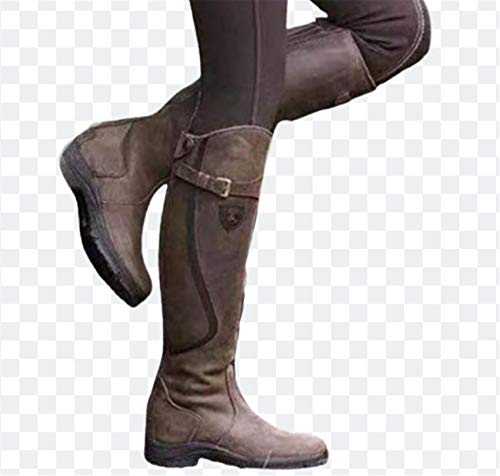 SHADIOA Frauen Stiefel Pu-Leder Reißverschluss Retro Cowboystiefel Gladiator Niedrige Ferse Schuhe Western Cowboy Biker Boot Größe 35-43,Braun,38 von SHADIOA