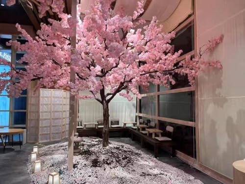 Künstliche Kirsche Blütenbäume, Große Wohndekoration Gefälschte Sakura, mit echten Holzstielen und lebensechte Blätter, Replikatpflanze für die Sakura-Blumenpräsentation,Rosa,1.5*1m / 59*39in von SHAIRMB