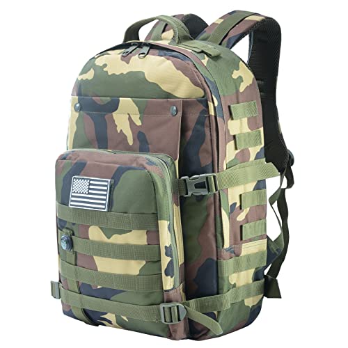 Militär Rucksack wasserdicht, 45L Taktischer Rucksack survival rucksack Armee Rucksack MOLLE Assault Pack Taktischer Kampfrucksack für Outdoor Wandern Camping Trekking Angeln Jagd（Dschungeltarnung） von SHANNA