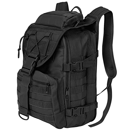 SHANNA Militärrucksack 40L Armee Rucksack Molle, Hohe Kapazität Trekkingrucksack Wanderrucksäcke Assault Pack Taktischer Kampfrucksack für Outdoor Camping 3 Tage Bug Out Go Bag Angeln Jagd, Schwarz von SHANNA