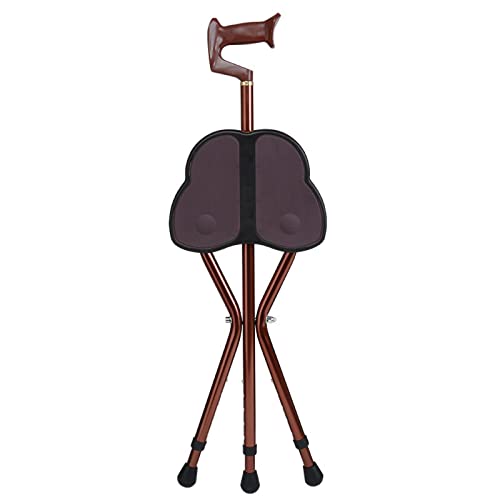 Folding Cane Seat 441 Lbs Capacity Thick Aluminum Alloy Cane Stool Crutch Chair Seat Three-Legged Cane Seats Highly Adjustable Walking Stick von SHANRROW