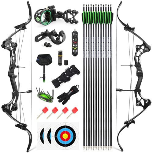 Bogenschießen Compoundbogen Set Recurve Bogen und Pfeile Set Jagdbogen 40-55lbs Einstellbar IBO 320FPS Angelbogen für das Schießen im Freien (Schwarz/Typ 1) von SHARROW