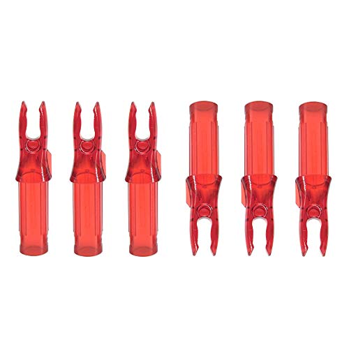 SHARROW 100pcs Pfeilnocke Pfeil Nocken Arrow Nocks Kunststoffnocke für ID 6.2mm Pfeilwelle Carbonpfeil End Zubehör (Transparent Rot) von SHARROW
