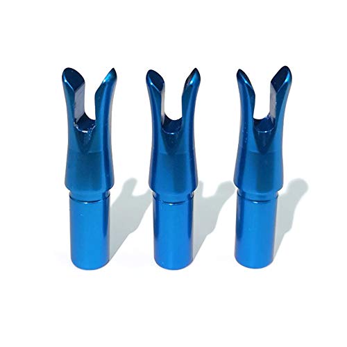 SHARROW 12 Stück Pfeilnocke Pfeil Nocken Aluminiumlegierung Arrow Nocks Passen 6.2mm Durchmesser Pfeilwelle Carbonpfeil End Zubehör (Blau, 12 Stück) von SHARROW