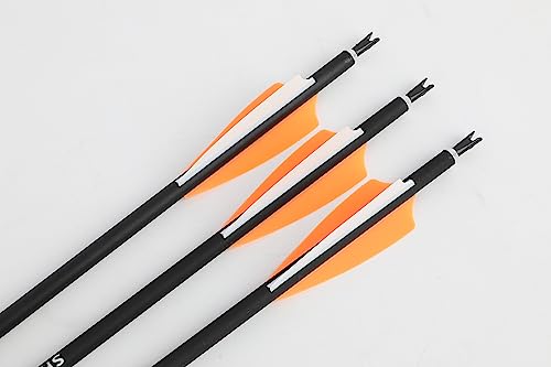 SHARROW 12pcs 30 Zoll Gemischter Carbonpfeil Spine 500 Archery Carbon Arrows Jagdpfeile Kohlenstoff Pfeile für Compound und Recurve Bogen Bogenschießen Jagd (12Pcs, Orange) von SHARROW