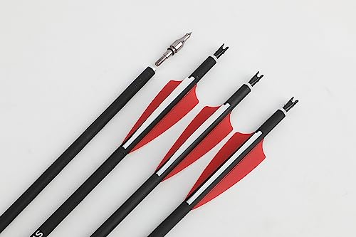 SHARROW 12pcs 30 Zoll Gemischter Carbonpfeil Spine 500 Archery Carbon Arrows Jagdpfeile Kohlenstoff Pfeile für Compound und Recurve Bogen Bogenschießen Jagd (12Pcs, Rot) von SHARROW