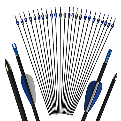 SHARROW 32 Zoll Bogenschießen Carbonpfeil Bogensport Pfeile Spine 1200 Carbon Pfeil Jagdpfeile Carbonpfeil Kohlenstoff Pfeile für 20-30 Lbs Compound Bogen Recurve Bogen (24) von SHARROW